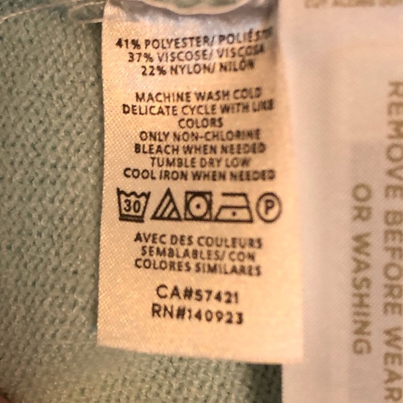 Ann Taylor Women's Seafoam Green Oversize Long V-Neck Sweater Size Large NWT - Picture 5 of 8